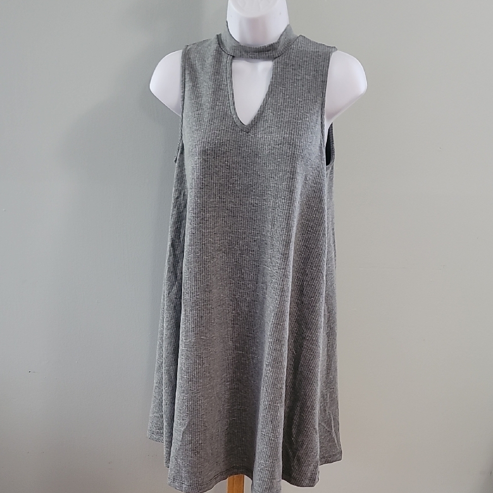 Hem & Thread Charcoal Ribbed Knit Dress - Size Small